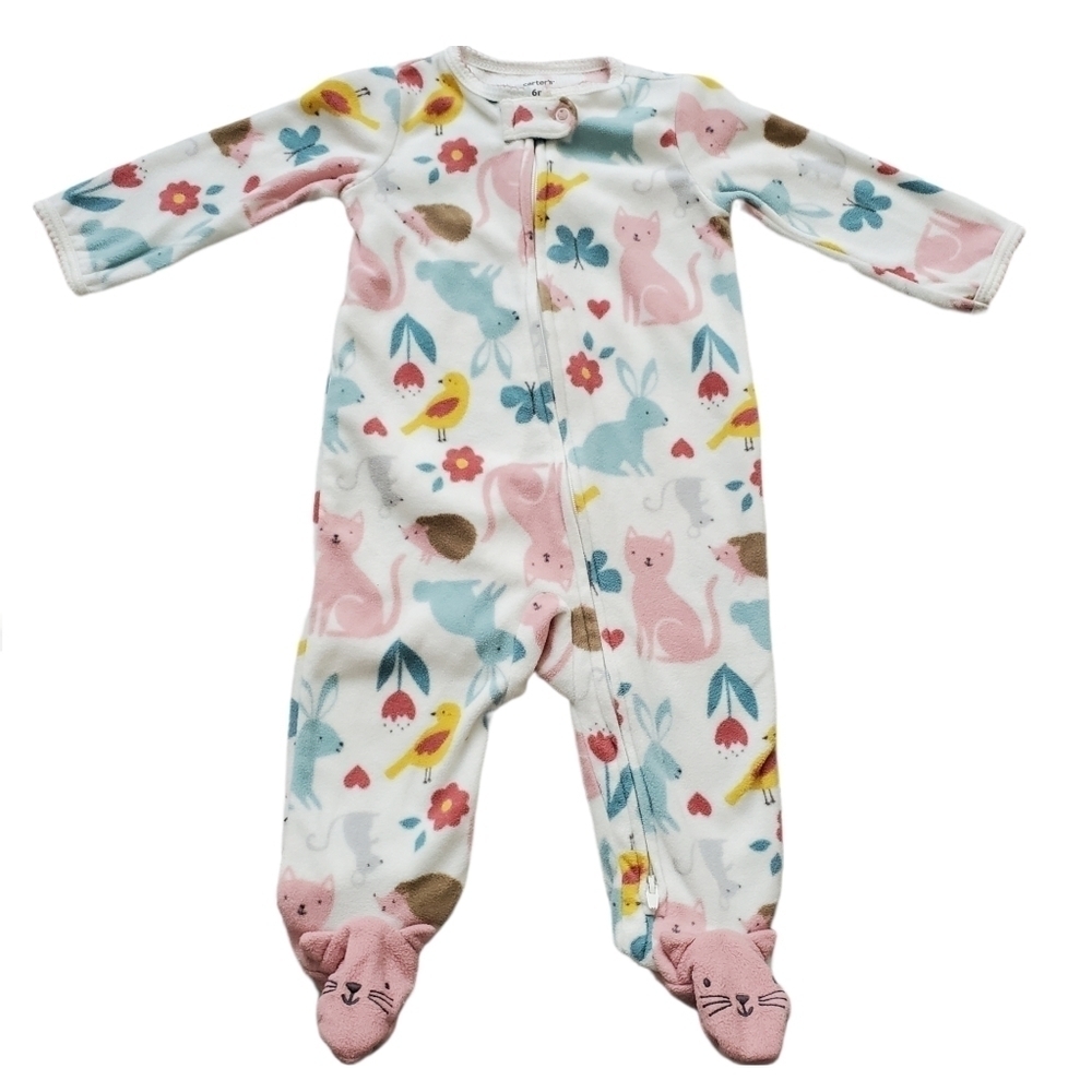 Carter's 3-Pack Girls Fleece Zip Footie Winter‎ Pajamas - Picture 7 of 11